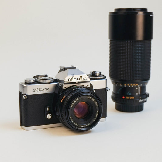 Minolta XD7 /w MD Rokkor 45mm f2 & 70-210mm f4 lenses [35mm kit]