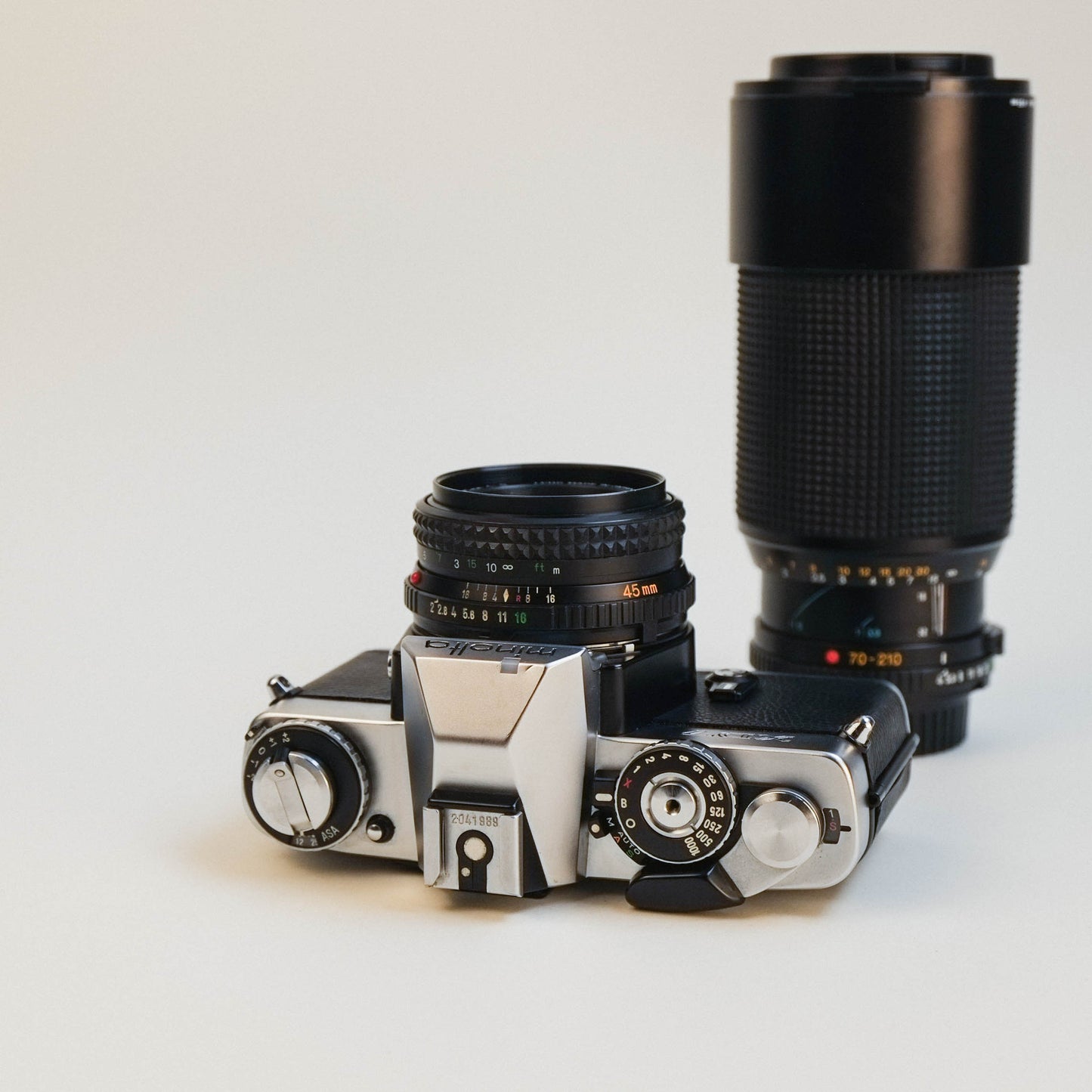 Minolta XD7 /w MD Rokkor 45mm f2 & 70-210mm f4 lenses [35mm kit]